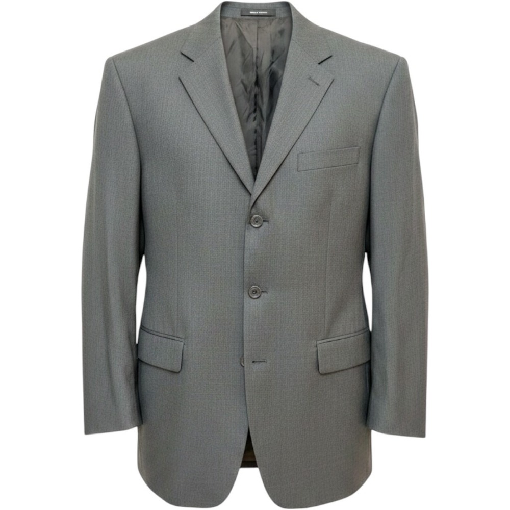 Mens Charcoal Gray Pure New Wool 3-Button‎ Blazer Jacket Size 42L Woolmark